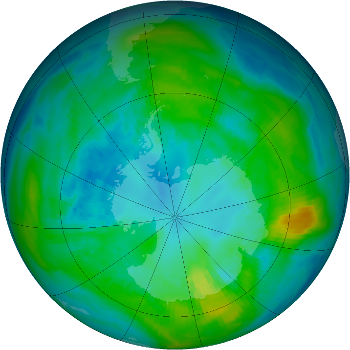 Antarctic ozone map for 15 April 1980